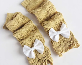 Gold Baby Leg Warmers with Any Color Bow