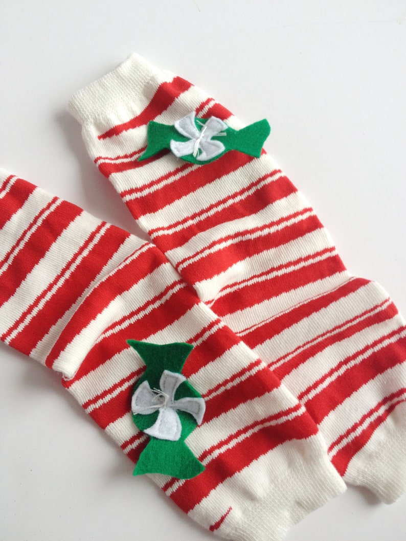 Christmas Baby Leg Warmers Candy Cane Striped With Peppermint Etsy