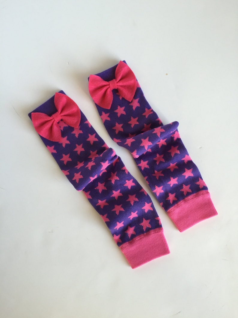 Long Leg Warmers for Girls Purple and Pink Star Leg Warmers Etsy