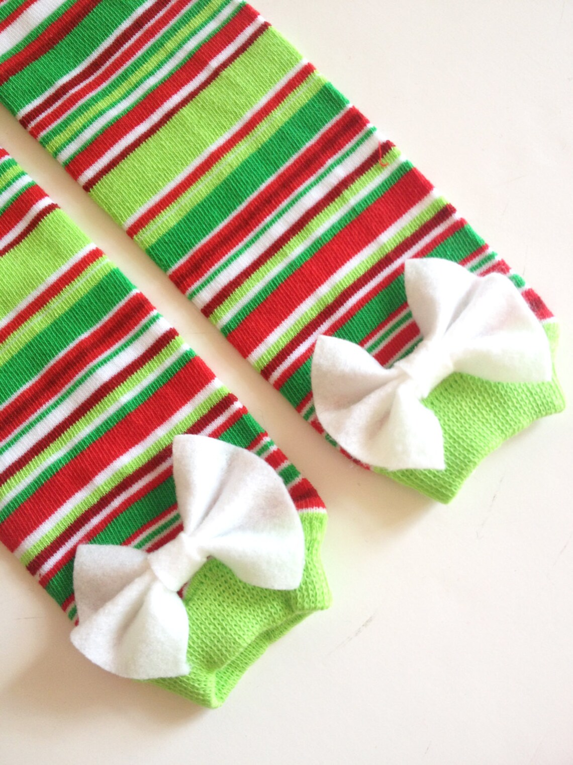 Christmas Stripe Baby Leg Warmers With Bow Pick Your Own Etsy