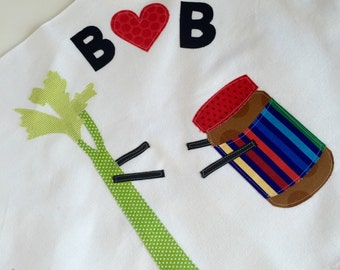 Celery and Peanut Butter Towel - Second Anniversary, Wedding, Housewarming Gift, Valentine's Day