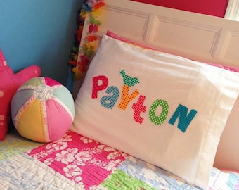 Personalized Name Pillowcase - Match Your Room - Satin Pillow Case Applique Letters 320 Thread Count