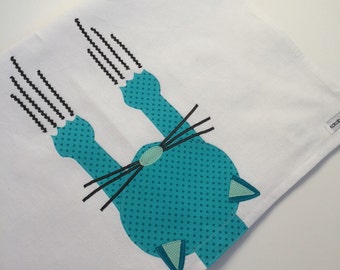 Kitty Cat Kitchen Towel, I heart cats, cat scratch fever kitchen towel, cat tea towel