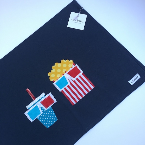 Movie Night Popcorn and Soda Kitchen Towel