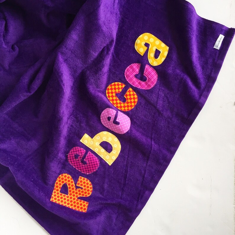 Personalized Purple Beach Towel in Your Choice of Colors Name Etsy