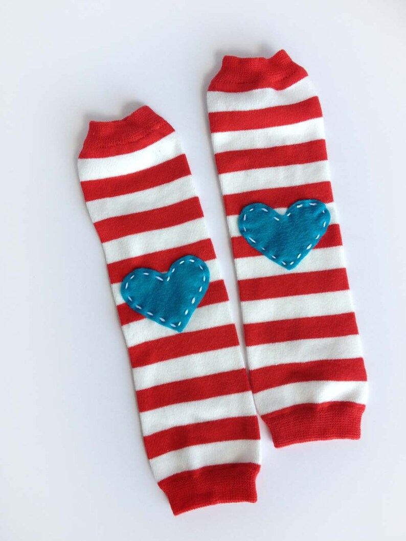 Valentine Heart Baby Leg Warmers Red and White With Turquoise Etsy