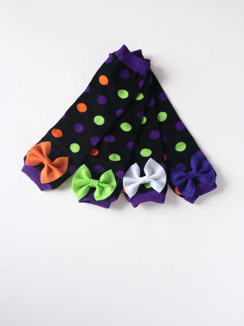 Halloween Baby Leg Warmers Polka Dots With Bows Orange Etsy