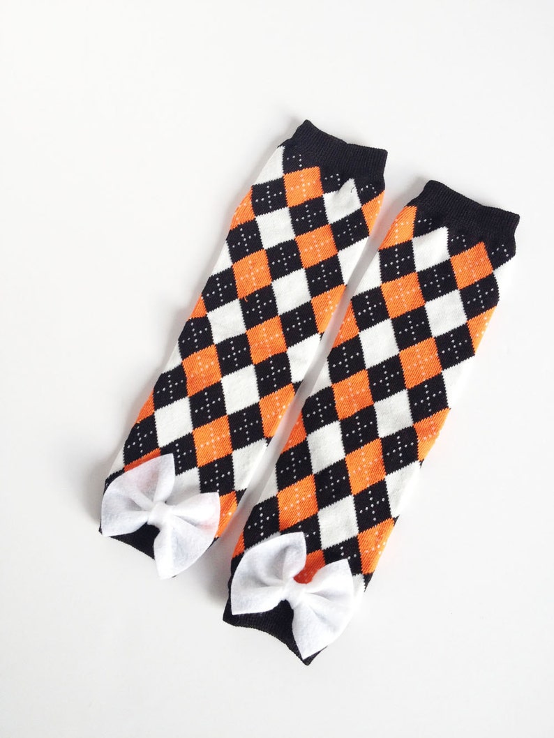 Halloween Orange and Black Argyle Baby Leg Warmers With Bow Etsy