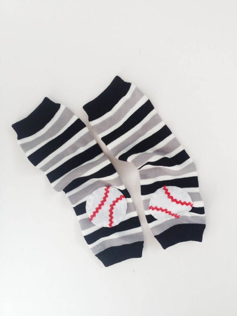Baseball Baby Leg Warmers Black Grey and White Striped Leg Etsy