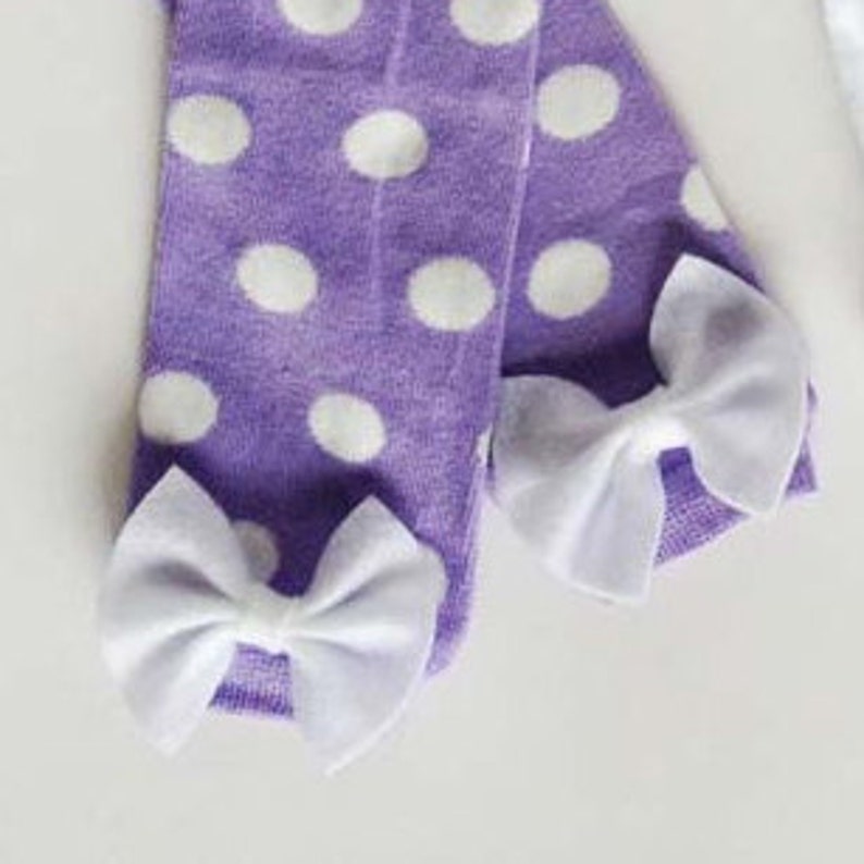 Lavender Polka Dot Baby Leg Warmers Bow Leg Warmers Etsy