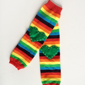 Rainbow Baby Leg Warmers with Pick Your Color Heart Applique image 2