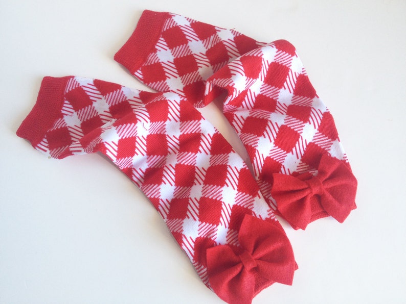 Christmas Leg Warmers Red and Green Plaid With Red Bows Etsy