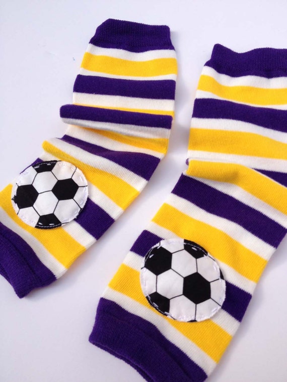 Soccer Baby Leg Warmers Purple Yellow Gold White Stripe Baby Etsy