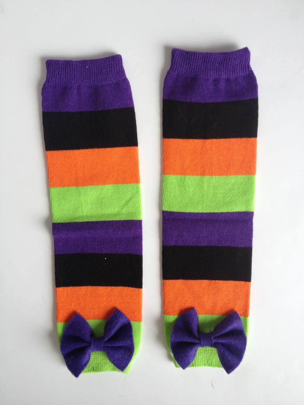 Halloween Baby Leg Warmers Purple Orange Lime Green Black