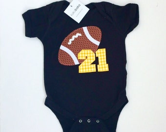 Football Baby Bodysuit With Number - ANY COLOR Combo, Football Jersey, Birthday Shirt