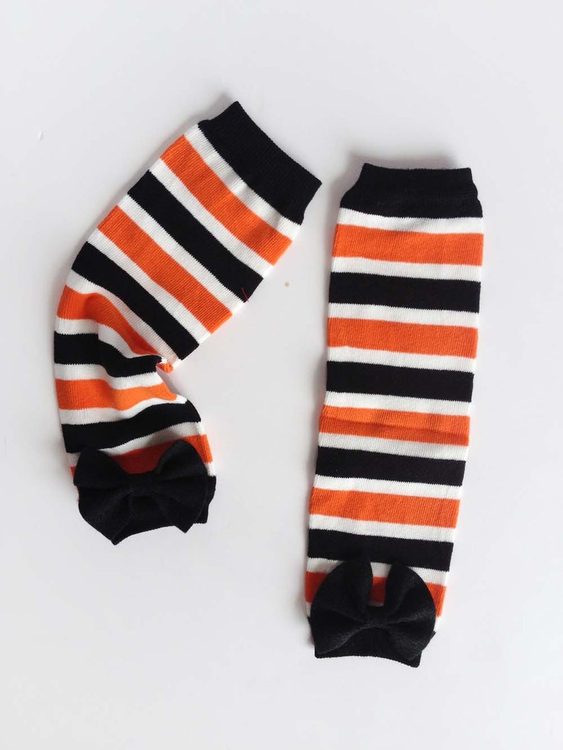 Halloween Baby Leg Warmers Black Orange and White Striped Etsy