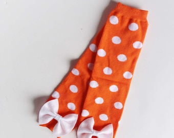 Halloween bebé pata naranja y blanco lunares con lazos