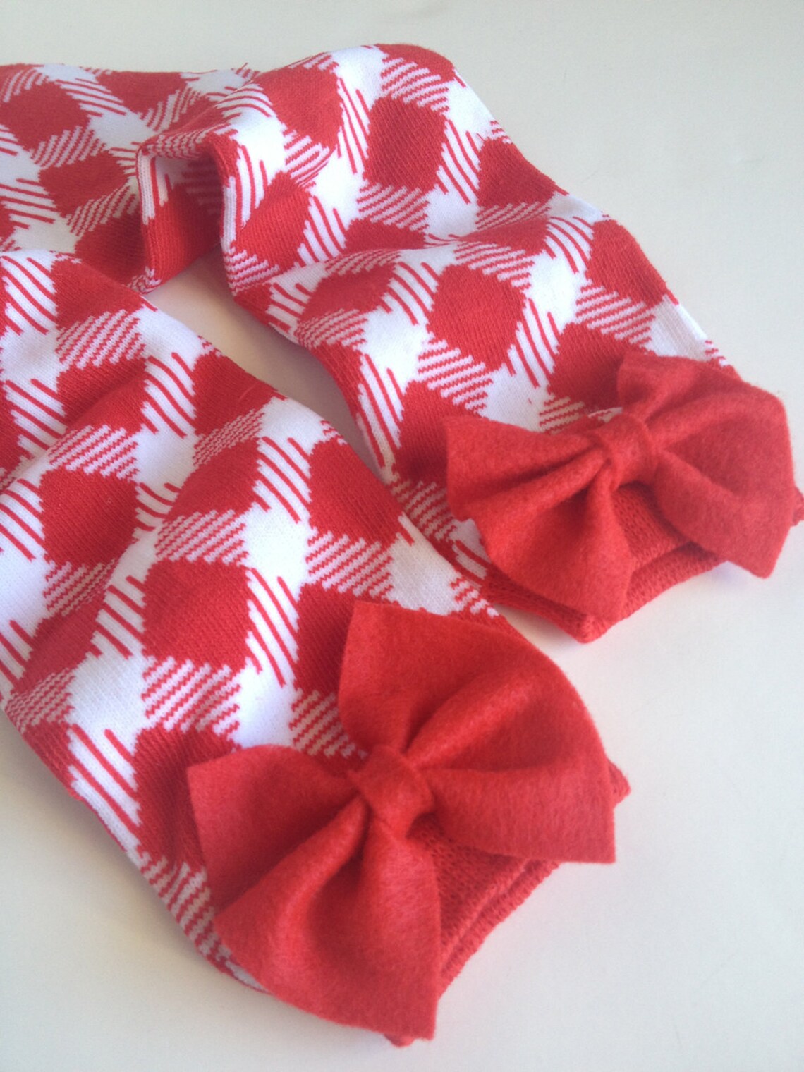 Christmas Leg Warmers Red and Green Plaid With Red Bows Etsy