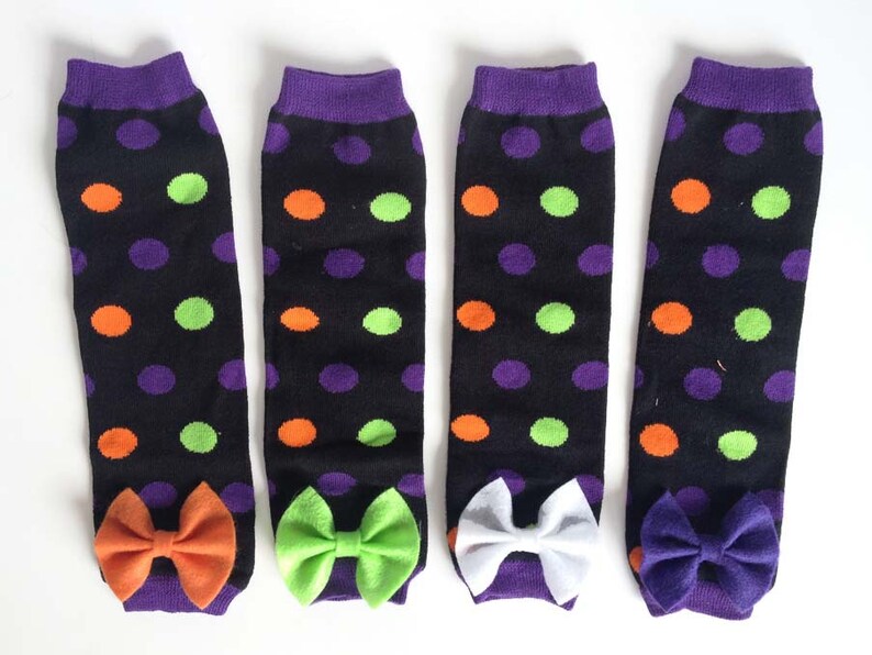 Halloween Baby Leg Warmers Polka Dots With Bows Orange Etsy