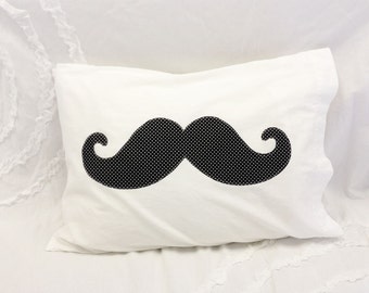 Mustache Pillow Case - Black Brown Yellow Mustache Pillowcase