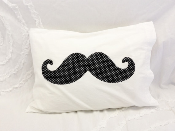 Mustache Pillow Case Black Brown Yellow Mustache Pillowcase Etsy