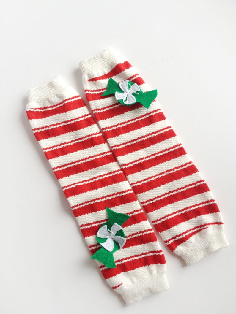 Christmas Baby Leg Warmers Candy Cane Striped With Peppermint Etsy