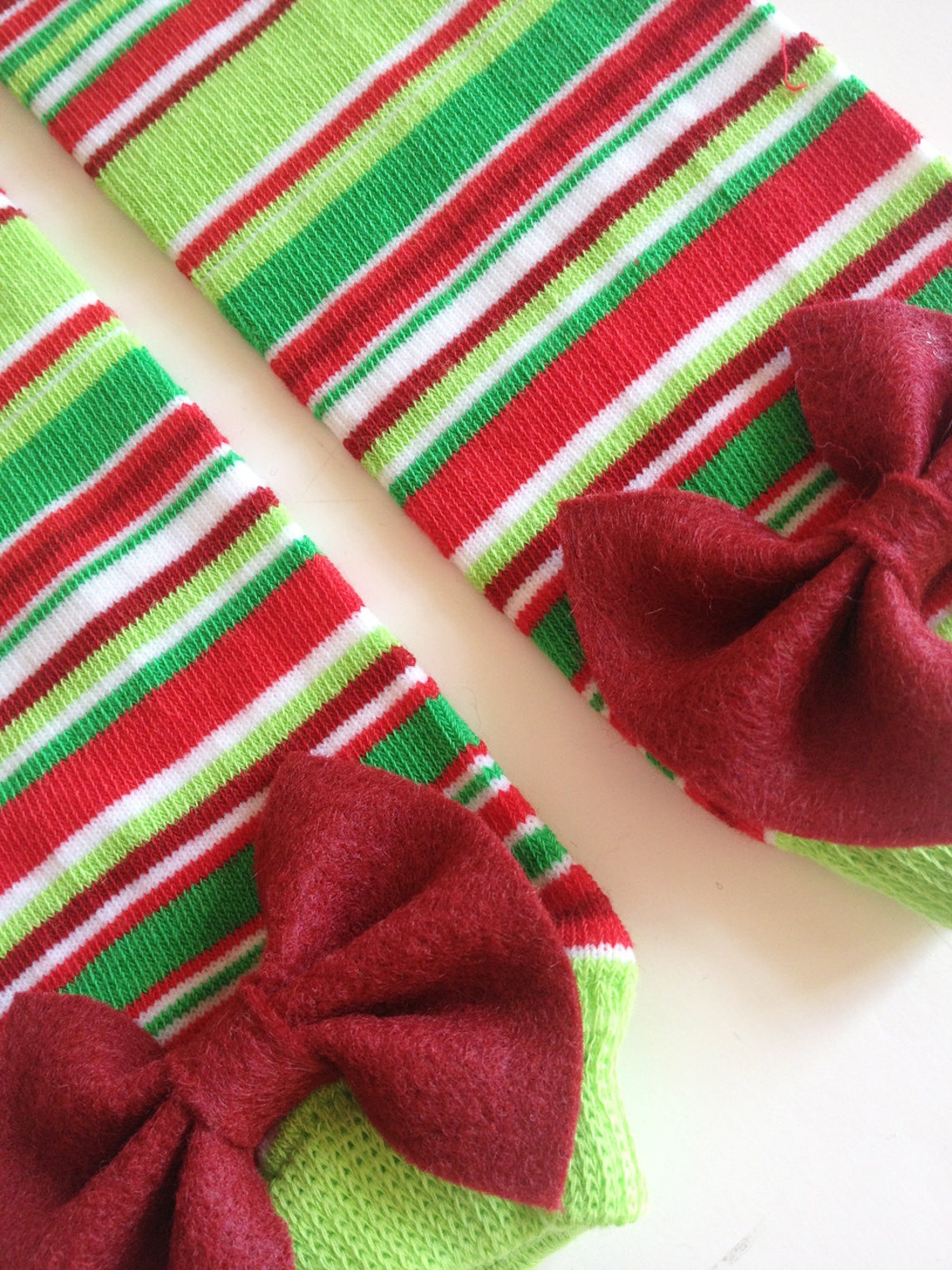 Christmas Stripe Baby Leg Warmers With Bow Pick Your Own Etsy