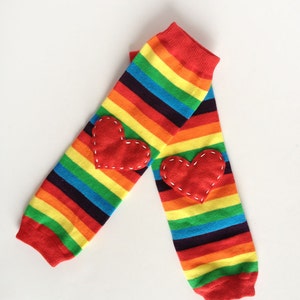 Rainbow Baby Leg Warmers with Pick Your Color Heart Applique image 3