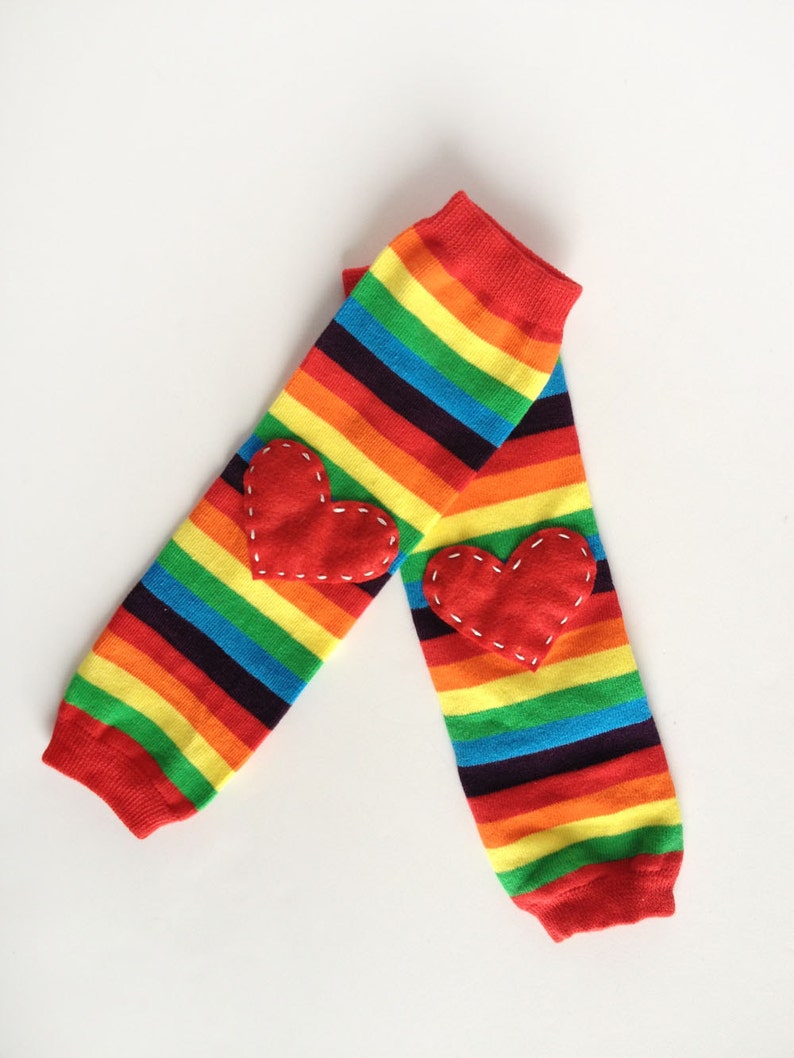 Rainbow Baby Leg Warmers With Pick Your Color Heart Applique Etsy
