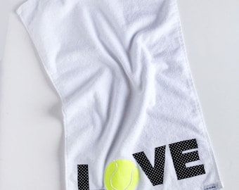LOVE Tennis Towel, Mother's Day Gift, Teacher Gift, Tennis Accessory, Tennis Team Captain