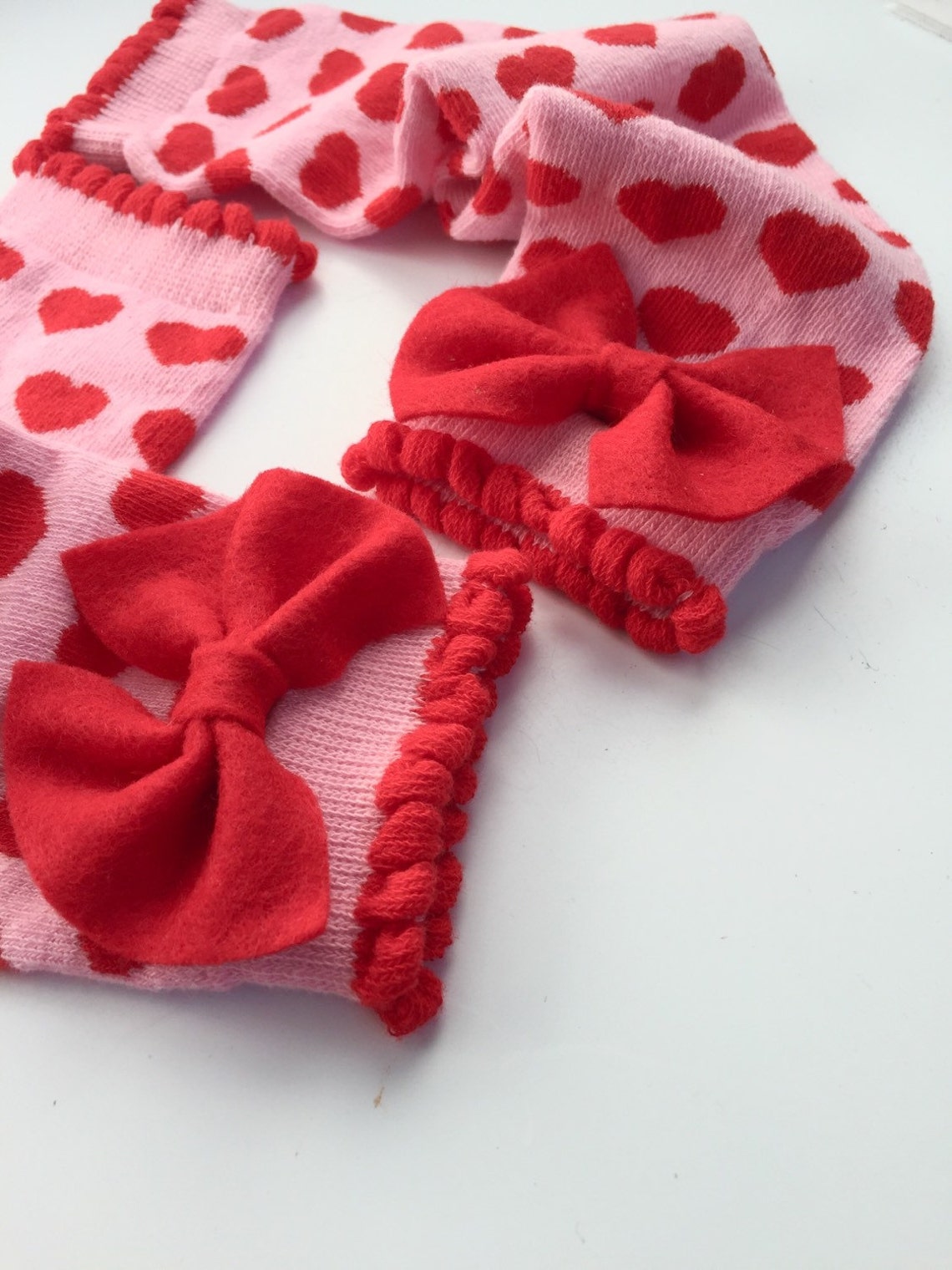 Valentines Day Heart Leg Warmers With Bow Etsy