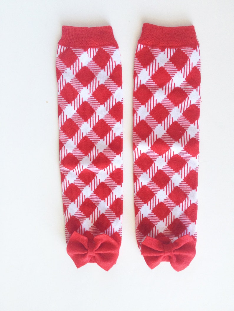 Christmas Leg Warmers Red and Green Plaid With Red Bows Etsy