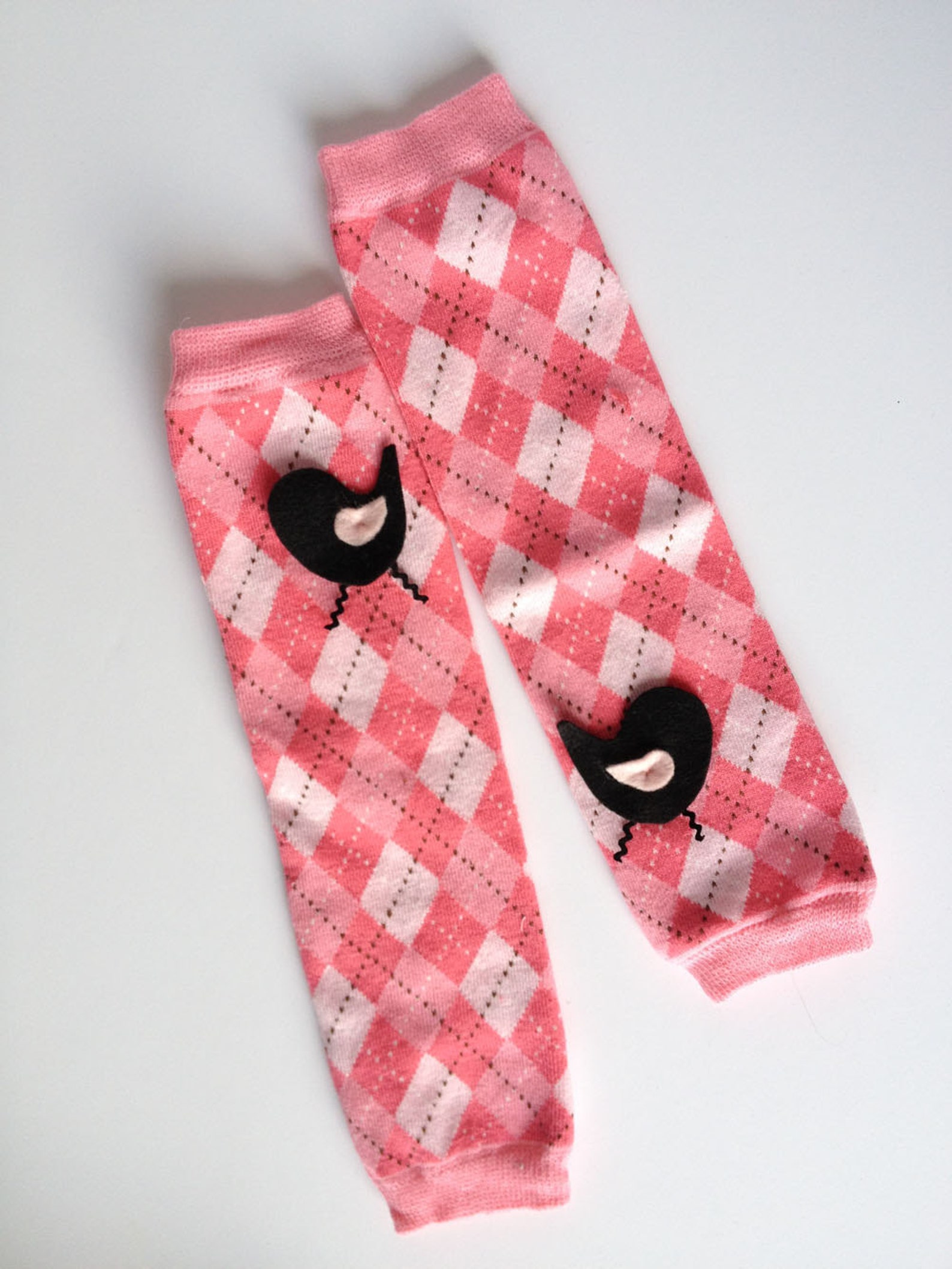 Spring Baby Leg Warmers Pink Argyle Leg Candy With Black Etsy