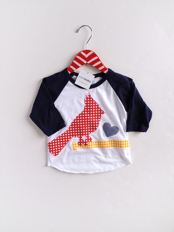 Cardinal Shirt, Raglan 3/4 sleeve, Children, Boy, Girl. Raglan Baseball Shirt