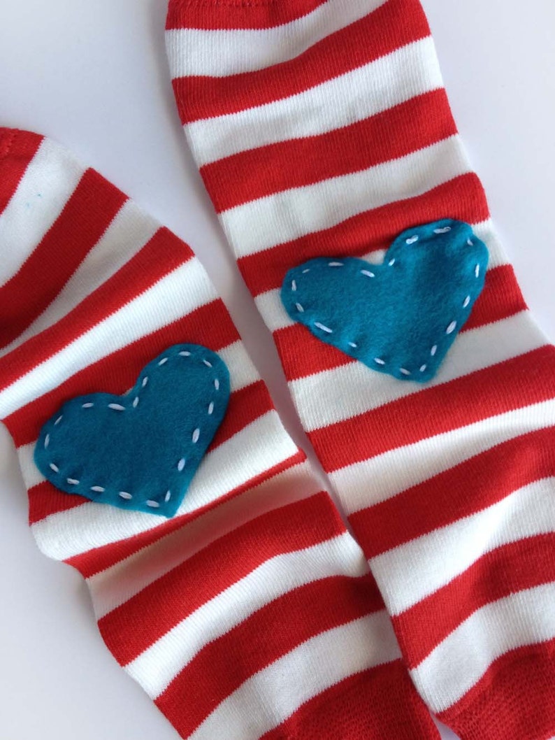 Valentine Heart Baby Leg Warmers Red and White With Turquoise Etsy