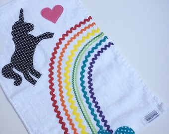 Rainbow unicorn golf towel. 11x18 Golf Towel for Girls Boys and Fun Adults