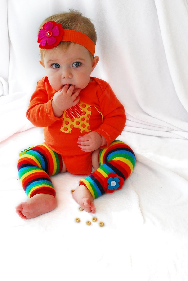 Rainbow Baby Leg Warmers with Pick Your Color Heart Applique image 5