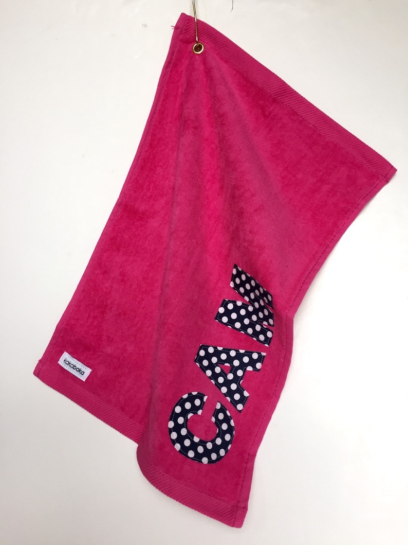 Personalized Youth Golf Towel, Pink Kids Golf Towel for Girls, Pink Youth Golf Towel image 2