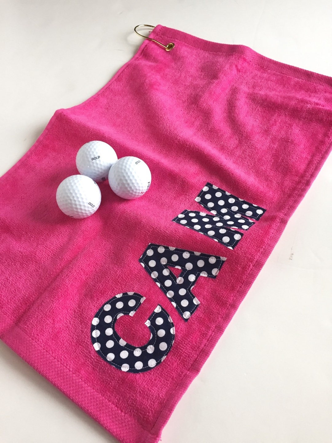 Personalized Youth Golf Towel, Pink Kids Golf Towel for Girls, Pink
