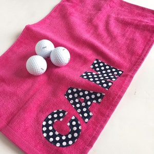 Personalized Youth Golf Towel, Pink Kids Golf Towel for Girls, Pink Youth Golf Towel image 1