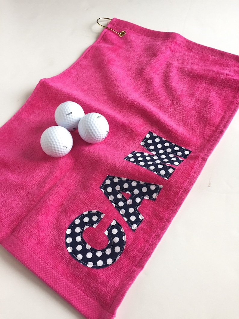 Personalized Youth Golf Towel, Pink Kids Golf Towel for Girls, Pink Youth Golf Towel image 1