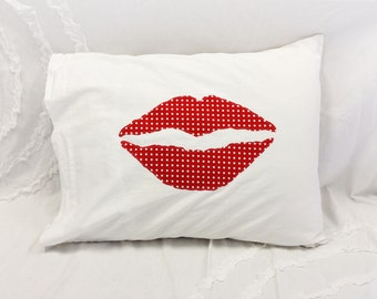 Lips Pillow Case - Red Lips Kiss
