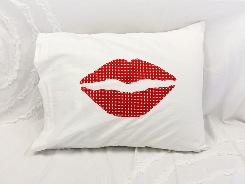 Lips Pillow Case Red Lips Kiss image 1