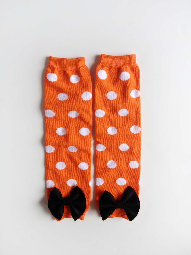 Halloween Baby Leg Warmers Orange and White Polka Dots With Etsy