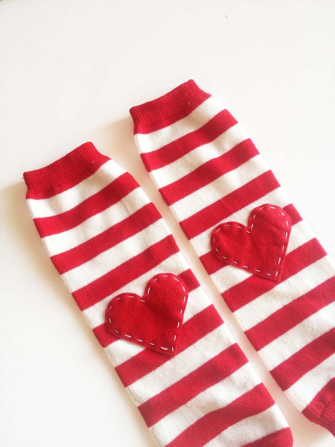 Striped Heart Baby Leg Warmers Red and White With Red Heart Etsy