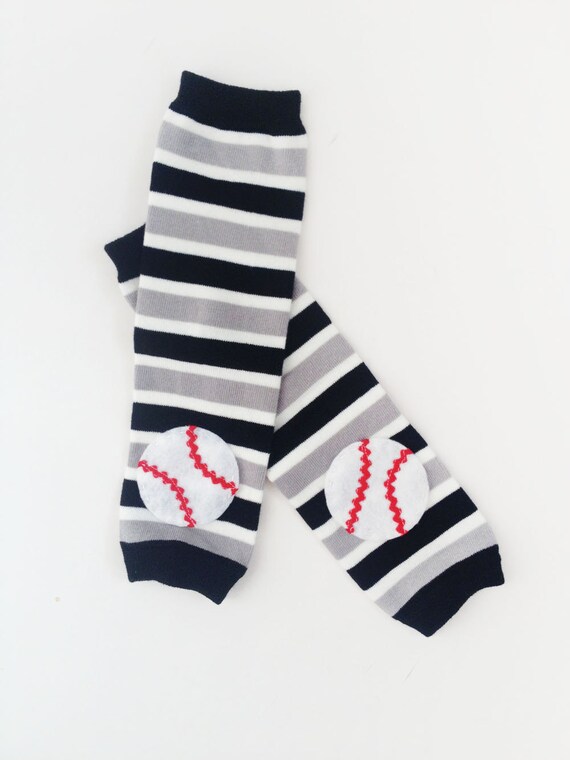 Baseball Baby Leg Warmers Black Grey and White Striped Leg Etsy