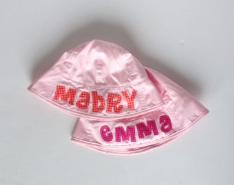 Pink Personalized Baby Sun Hat, Pool Hat, Name Bucket Hat, Girl Summer Hat
