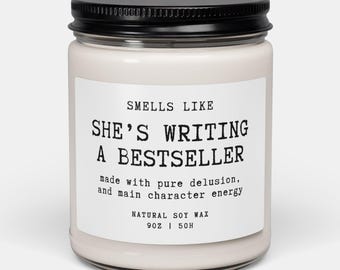 She Is Writing A Bestseller Candle - Writer Gift