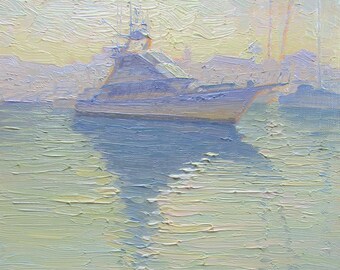 Contemporary Plein Air Painting View of Balboa Island, Newport Beach California
