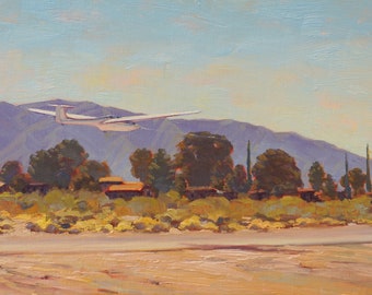 Limited Edition Giclée Print of Plein Air Landscape Oil Painting, Glider Training in High Desert